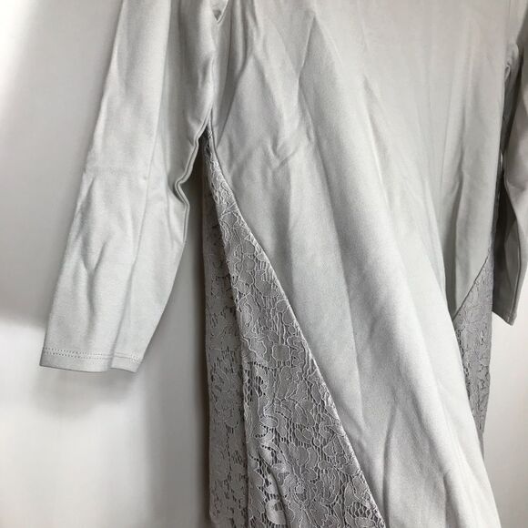 J Jill Sz Small Taupe Beige Lace Back Ponte Top Shirt Tunic Gray Tan - Picture 4 of 6